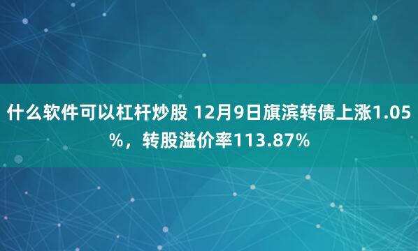 什么软件可以杠杆炒股 12月9日旗滨转债上涨1.05%，转股溢价率113.87%