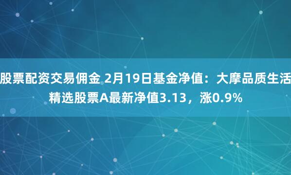 股票配资交易佣金 2月19日基金净值：大摩品质生活精选股票A最新净值3.13，涨0.9%