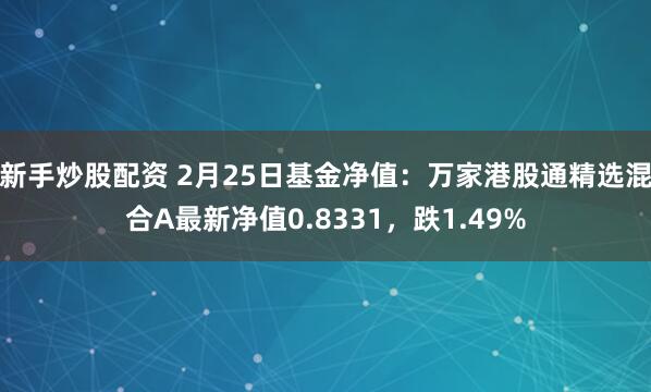 新手炒股配资 2月25日基金净值：万家港股通精选混合A最新净值0.8331，跌1.49%